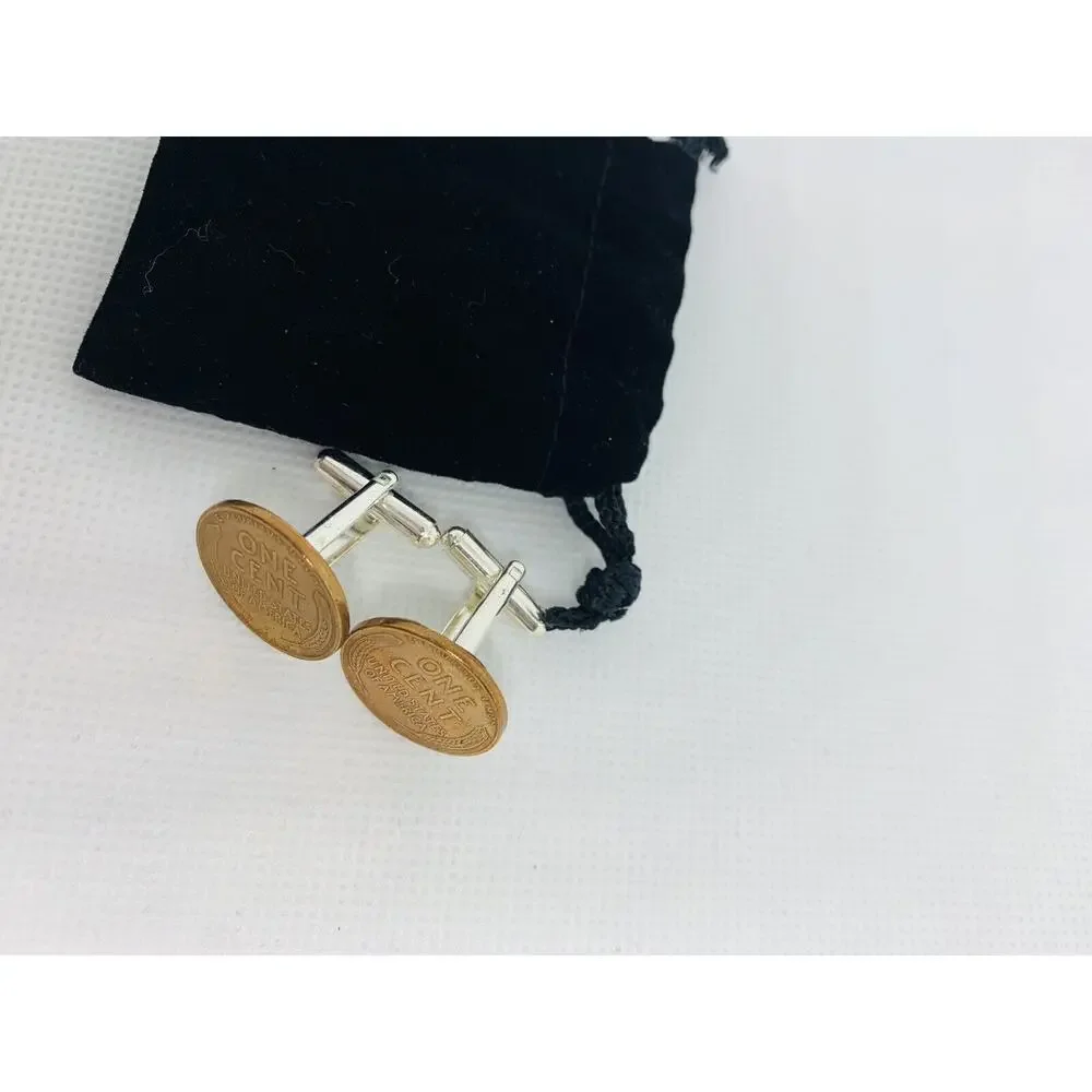 Men's Cufflinks Wheat Penny Bullet Back Design (Leverback) New Handcrafted